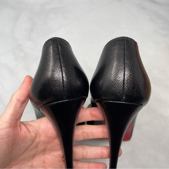 Christian Louboutin Very Prive 120 Platform Leather Pump Heels Black Red 40.5 - Picture 7 of 14